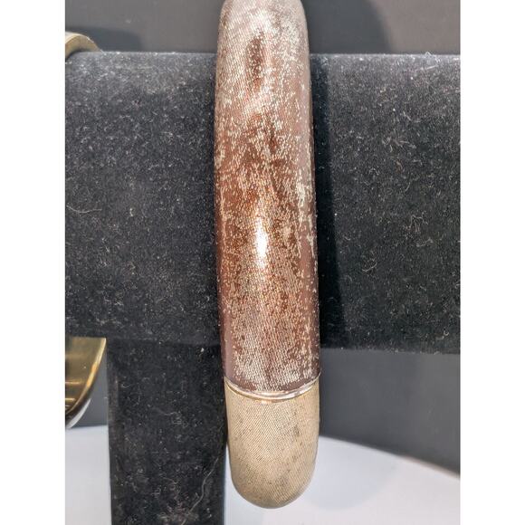 Lot of Three Vintage Metal Stone Inlay Bangle Bracelets - Picture 3 of 10